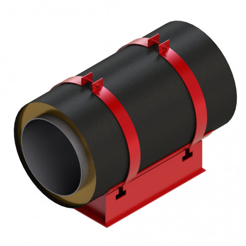 Опора скользящая хомутовая для труб в ППУ изоляции и оцинкованной оболочке 820х1100х1300 мм ГОСТ 30732-2006