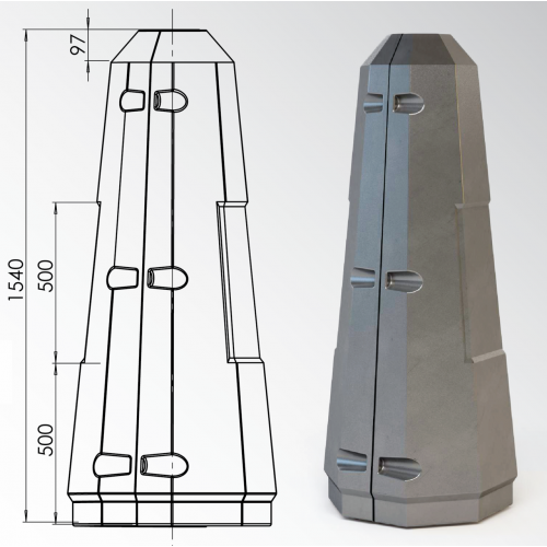 Цоколь восьмигранный стеклопластиковый А1 210х1540 мм в Новосибирске

